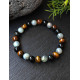 Bracelet "protection" en Labradorite, Oeil de Tigre et Obsidienne Noire