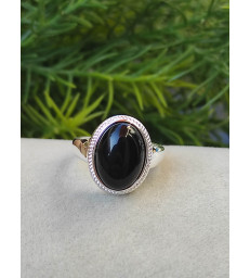 Bague Obsidienne Noire Ajustable