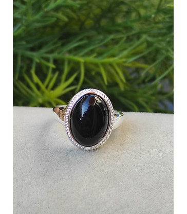 Bague Obsidienne Noire Ajustable