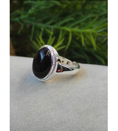 Bague Obsidienne Noire Ajustable