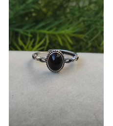 Bague Obsidienne Noire Ajustable Argent 925