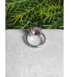 Bague lépidolite ajustable - Argent sterling