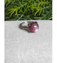 Bague lépidolite ajustable - Argent sterling