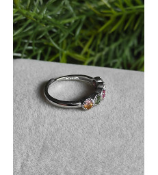 Bague Tourmaline Multicolore - Argent sterling 925