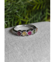 Bague Tourmaline Multicolore - Argent sterling 925