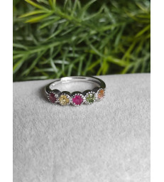 Bague Tourmaline Multicolore - Argent sterling 925