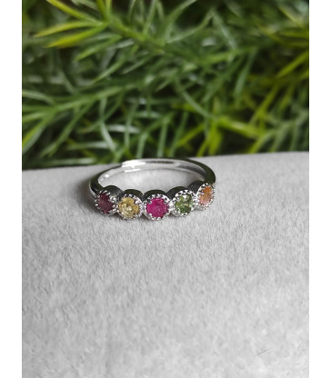 Bague Tourmaline Multicolore - Argent sterling 925