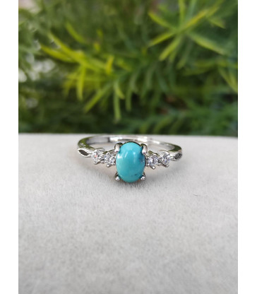 Bague en Pierre Turquoise Argent Sterling - Ajustable