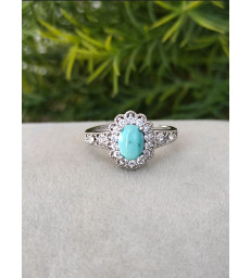 Bague en Pierre Turquoise Argent Sterling - Ajustable