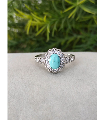 Bague en Pierre Turquoise Argent Sterling - Ajustable