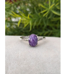 Bague en Charoite Ajustable en Argent sterling