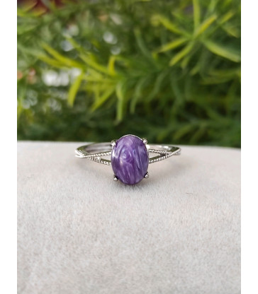 Bague en Charoite Ajustable en Argent sterling