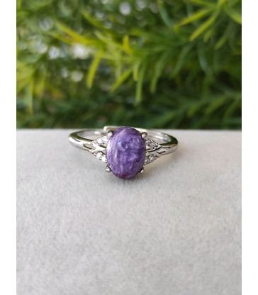 Bague en Charoite Ajustable en Argent sterling