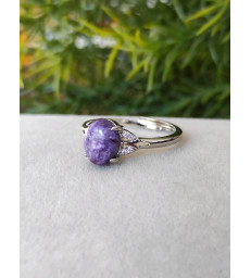 Bague en Charoite Ajustable en Argent sterling