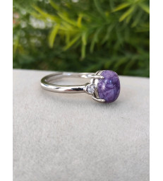 Bague en Charoite Ajustable en Argent sterling