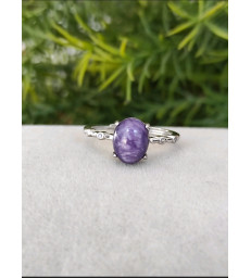 Bague en Charoite Ajustable en Argent sterling