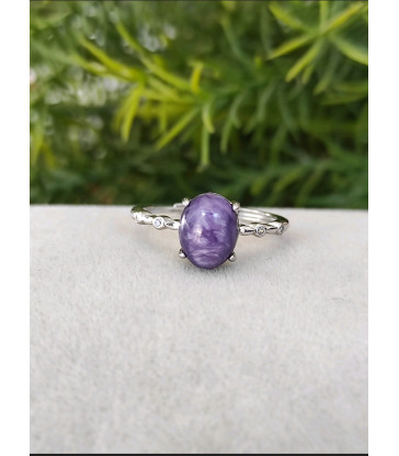 Bague en Charoite Ajustable en Argent sterling