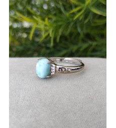 Bague ajustable Larimar - Argent sterling