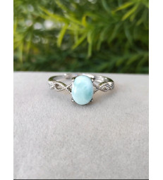 Bague ajustable Larimar - Argent sterling