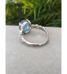 Bague ajustable en Aigue Marine - Argent sterling