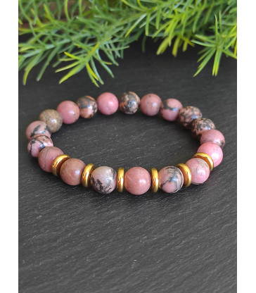 Bracelet " Tolérance " en pierre naturelle Rhodonite