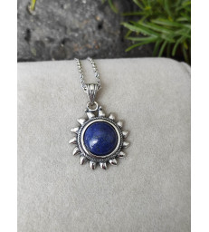 Collier & Pendentif soleil Lapis Lazuli - argent sterling 925