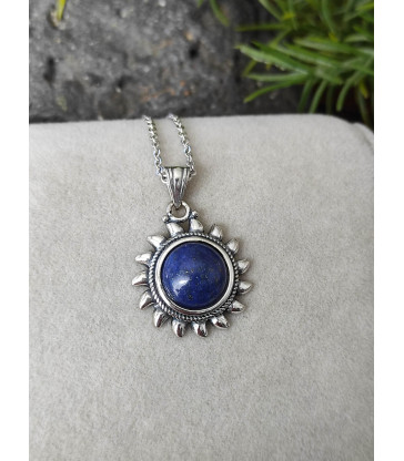 Collier & Pendentif soleil Lapis Lazuli - argent sterling 925