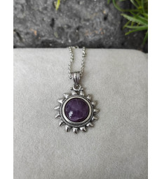 Pendentif Soleil en Améthyste Argent 925 sterling