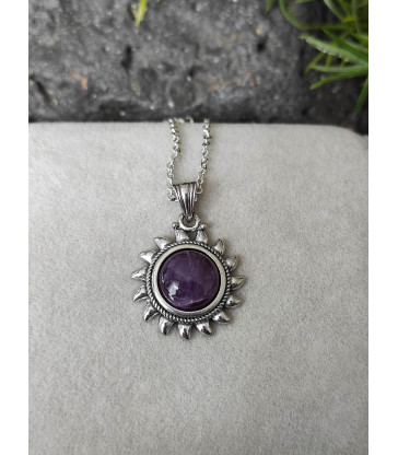 Pendentif Soleil en Améthyste Argent 925 sterling