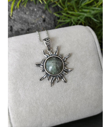 Pendentif soleil en Pierre Labradorite - Argent sterling 925