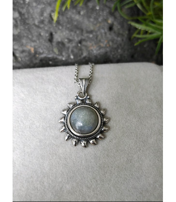 Collier & Pendentif Soleil en Pierre Labradorite Argent sterling 925