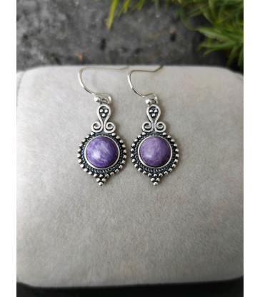 Boucles d'oreille Charoite en Argent Sterling 925