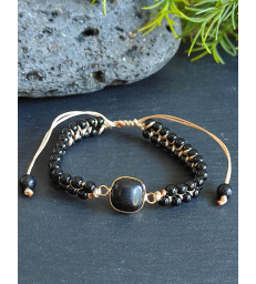 Bracelet Bohème en Obsidienne Noire