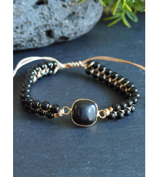 Bracelet Bohème en Obsidienne Noire