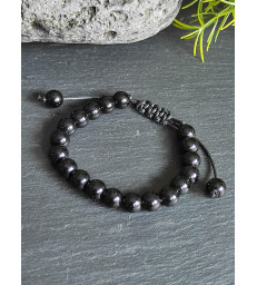 Bracelet obsidienne noire réglable