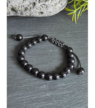 Bracelet obsidienne noire réglable