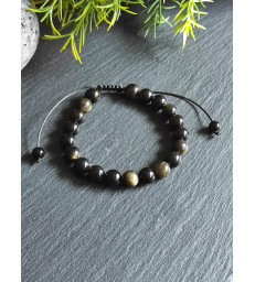 Bracelet en Obsidienne Dorée - Ajustable