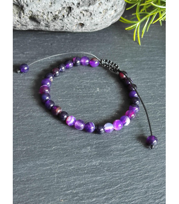 Bracelet Agate Violette réglable