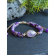 Bracelet Agate Violette et Améthyste réglable