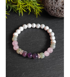 Bracelet Howlite, Labradorite, Quartz Rose & Améthyste