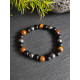 Bracelet " Triple Protection " en pierre naturelle Oeil de Tigre, Obsidienne & Hématite