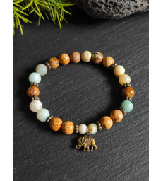 Bracelet Jaspe Paysage et Amazonite Multicolore