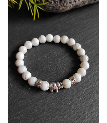 Bracelet Eléphant en pierre naturelle Howlite