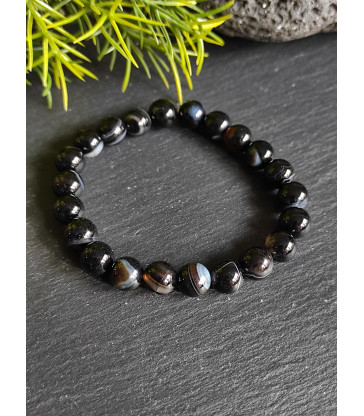 Bracelet "Force" en Agate noire