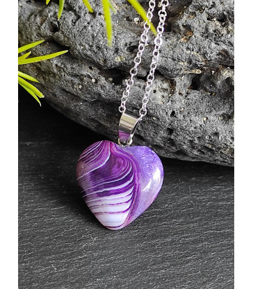 Pendentif coeur Agate Violette