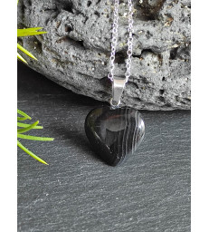 Pendentif Coeur Agate Noire