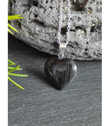 Pendentif Coeur Agate Noire