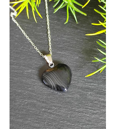 Pendentif Coeur Agate Noire