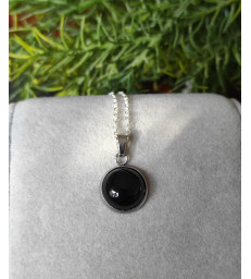 Pendentif Rond en Obsidienne noire