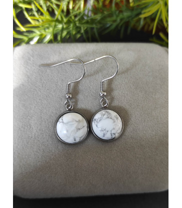 Boucles D'oreilles Rondes en Howlite